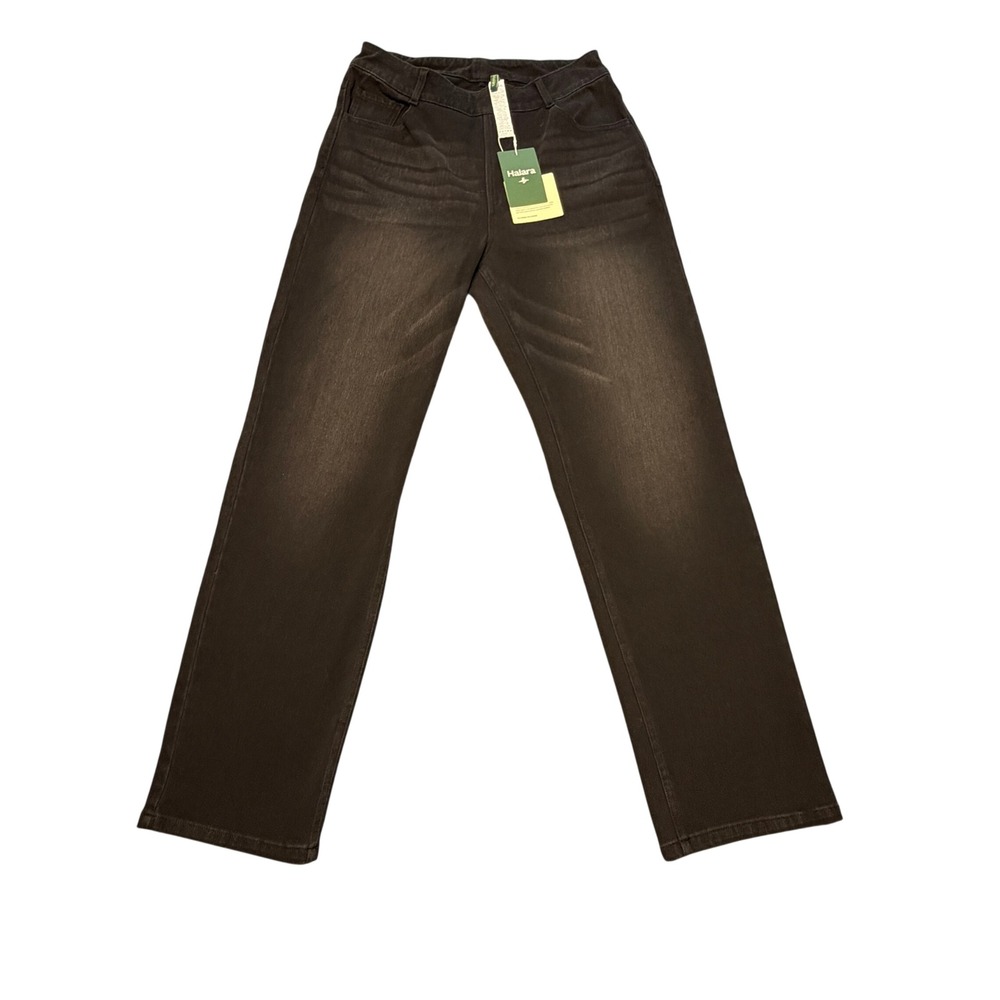 Halara Flex Denim High Waisted Straight Leg Pull On Pants Washed Black M Petite